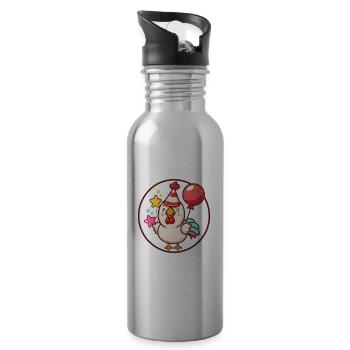 Hahn Geburtstag Comic - Trinkflasche mit integriertem Trinkhalm - Lightsilver - Rechts