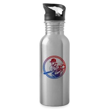 Silhouette de baseball coloré - Gourde avec paille intégrée - argent clair - Droite