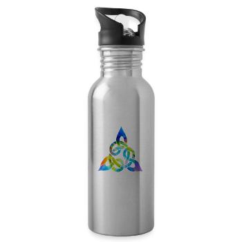 Farbenfroher keltischer Knoten - Trinkflasche mit integriertem Trinkhalm - Lightsilver - Rechts