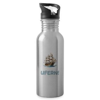 Auf zu neuen Ufern Segeln Segelschiff - Trinkflasche mit integriertem Trinkhalm - Lightsilver - Rechts