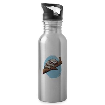 Lustiges Faultier für Kinder für Kinder - Trinkflasche mit integriertem Trinkhalm - Lightsilver - Rechts