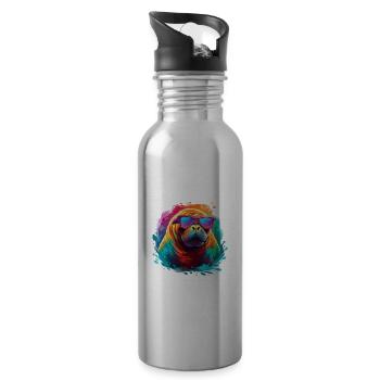 Walross mit Sonnenbrille - Trinkflasche mit integriertem Trinkhalm - Lightsilver - Rechts
