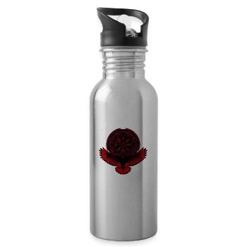 Eagle with Vegvisir symbol - Water bottle with straw - silver - Right