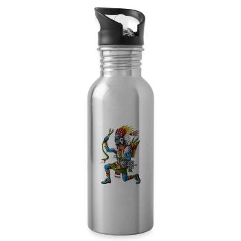 Antiker Aztekengott Tlaloc - Trinkflasche mit integriertem Trinkhalm - Lightsilver - Rechts