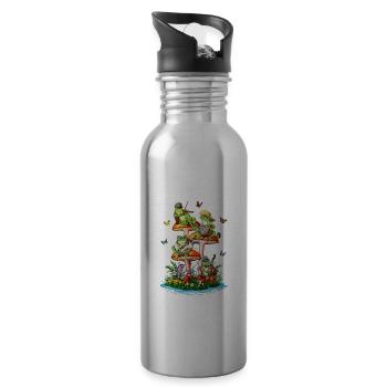Mushroom Frogs - Water bottle with straw - silver - Right