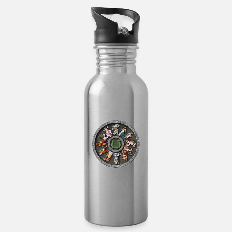 Ancient Greek Mythology Gods - Water bottle with straw - silver