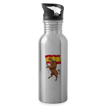 Spanischer Stier - Trinkflasche mit integriertem Trinkhalm - Lightsilver - Rechts
