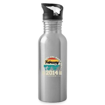 February 2014. Birthday gift February 2014. - Water bottle with straw - silver - Right