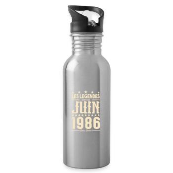 cadeau d'anniversaire juin 1986. Cadeau Juin 1986. - Gourde avec paille intégrée - argent clair - Droite
