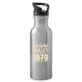 cadeau d'anniversaire Juillet 1979. Cadeau juillet - Gourde avec paille intégrée - argent clair - Droite