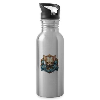Chihuahua Hund Hunderasse - Trinkflasche mit integriertem Trinkhalm - Lightsilver - Rechts