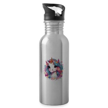 Niedliches Einhorn für Kinder - Trinkflasche mit integriertem Trinkhalm - Lightsilver - Rechts