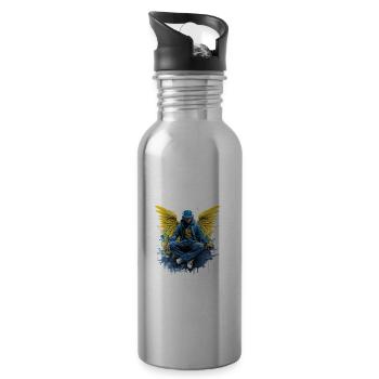Urban Angel Wings DJ Grafik Stylische Streetwear - Trinkflasche mit integriertem Trinkhalm - Lightsilver - Rechts