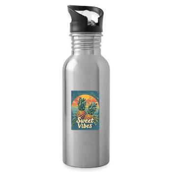 Ananas-Sonnenbrille Obst Retro-Stil für - Trinkflasche mit integriertem Trinkhalm - Lightsilver - Rechts