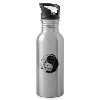 Yin Yang Katzen Katzenkunst für einen - Trinkflasche mit integriertem Trinkhalm - Lightsilver - Rechts