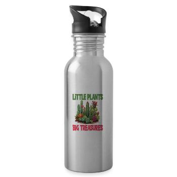 Little Plants Big Treasures - Trinkflasche mit integriertem Trinkhalm - Lightsilver - Rechts