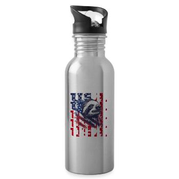 Patriotisches Faultier Amerikanische Flagge Tier - Trinkflasche mit integriertem Trinkhalm - Lightsilver - Rechts