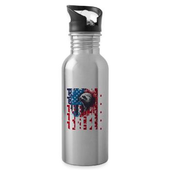 Patriotisches Faultier Amerikanische Flagge Tier - Trinkflasche mit integriertem Trinkhalm - Lightsilver - Rechts