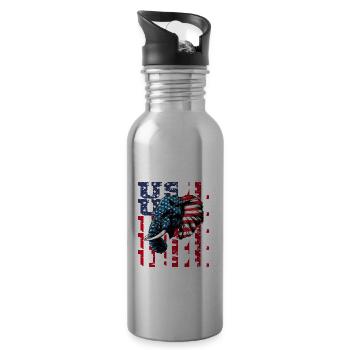 Patriotisches Elefant Amerikanische Flagge Tier - Trinkflasche mit integriertem Trinkhalm - Lightsilver - Rechts