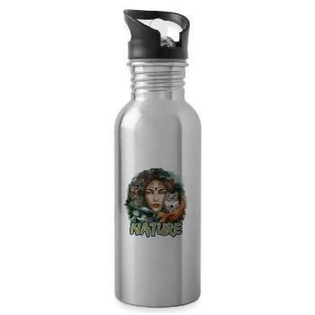 Natur Wolf Eule Schildkröte Frau für - Trinkflasche mit integriertem Trinkhalm - Lightsilver - Rechts