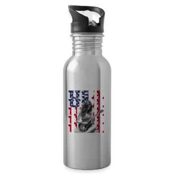 Patriotischer Musikliebhaber Amerika Gitarrist - Trinkflasche mit integriertem Trinkhalm - Lightsilver - Rechts