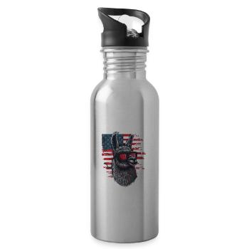 Coole Amerika Llama Sonnenbrille Patriotisch - Trinkflasche mit integriertem Trinkhalm - Lightsilver - Rechts