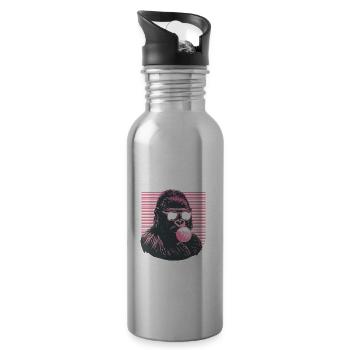 Gorilla mit Sonnenbrille Bubblegum für einen - Trinkflasche mit integriertem Trinkhalm - Lightsilver - Rechts