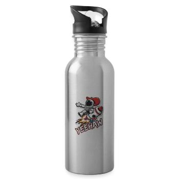 Weltraum-Cowboy reitet eine Rakete Yeehaw-Slogan - Trinkflasche mit integriertem Trinkhalm - Lightsilver - Rechts