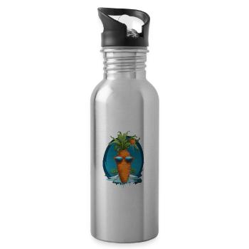 Funky Karotte mit Sonnenbrille Strandgemüse - Trinkflasche mit integriertem Trinkhalm - Lightsilver - Rechts