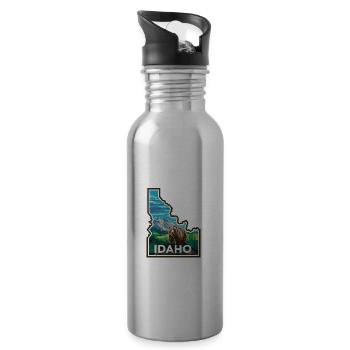 Erkunden Sie Idaho Wildnis Abenteuer Bär - Trinkflasche mit integriertem Trinkhalm - Lightsilver - Rechts