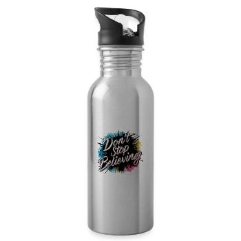 Don't Stop Believing Bunte Spritzer Motivierend - Trinkflasche mit integriertem Trinkhalm - Lightsilver - Rechts