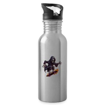 Skate Skater für einen Skater Skateboarder - Trinkflasche mit integriertem Trinkhalm - Lightsilver - Rechts