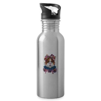 Best Guinea Pig MOM Meerscheinchen Mama - Trinkflasche mit integriertem Trinkhalm - Lightsilver - Rechts
