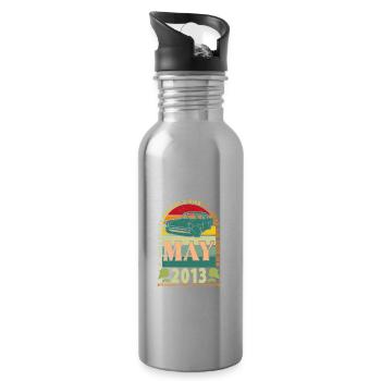 cadeau anniversaire mai 2013, mai 2013, May 2013. - Gourde avec paille intégrée - argent clair - Droite