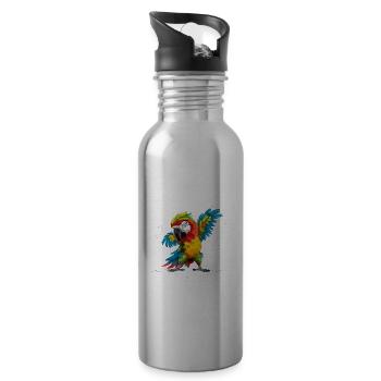 Ara Papagei für einen Vogelliebhaber - Trinkflasche mit integriertem Trinkhalm - Lightsilver - Rechts