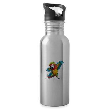 Ara Papagei für einen Vogelliebhaber - Trinkflasche mit integriertem Trinkhalm - Lightsilver - Rechts