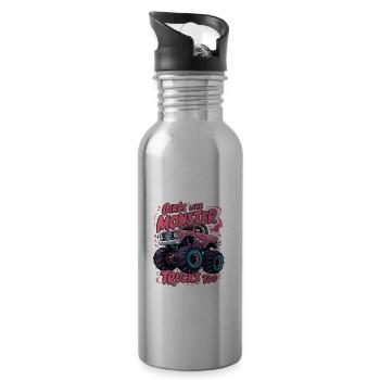 Girls Like Monster Trucks Too für Frauen und - Trinkflasche mit integriertem Trinkhalm - Lightsilver - Rechts