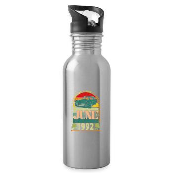 Juni 1992 Geburtstagsgeschenk. Juni 1992 - Trinkflasche mit integriertem Trinkhalm - Lightsilver - Rechts