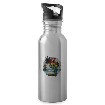 Ara Papagei für einen Vogelliebhaber - Trinkflasche mit integriertem Trinkhalm - Lightsilver - Rechts