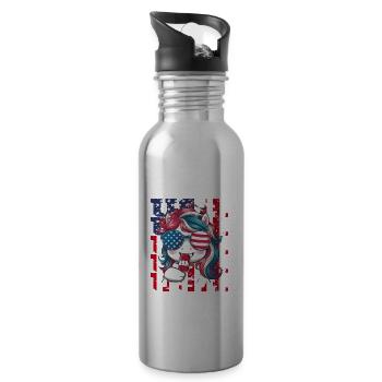 Patriotisches Einhorn Eis Amerikanische Flagge - Trinkflasche mit integriertem Trinkhalm - Lightsilver - Rechts