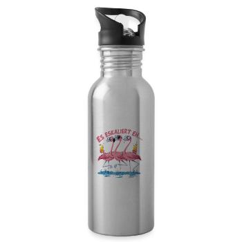 Es eskaliert eh… - Trinkflasche mit integriertem Trinkhalm - Lightsilver - Rechts