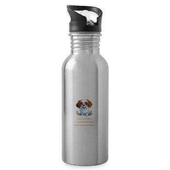 Bevor Du Fragst Das Ist Mein Hund - Trinkflasche mit integriertem Trinkhalm - Lightsilver - Rechts