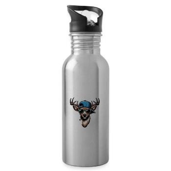 BÄÄM Ich Bin 8 Geburtstag Hirsch Geburtstagsdeko - Trinkflasche mit integriertem Trinkhalm - Lightsilver - Rechts