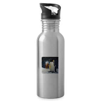 Bildung Ist Gut Aber Bier Ist Guter Pinguin - Trinkflasche mit integriertem Trinkhalm - Lightsilver - Rechts