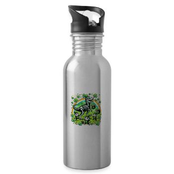 Katze Armee Dino St. Patrick's Day Kleeblätter - Trinkflasche mit integriertem Trinkhalm - Lightsilver - Rechts