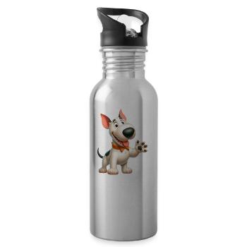 Bull Terrier 7 - Water bottle with straw - silver - Right