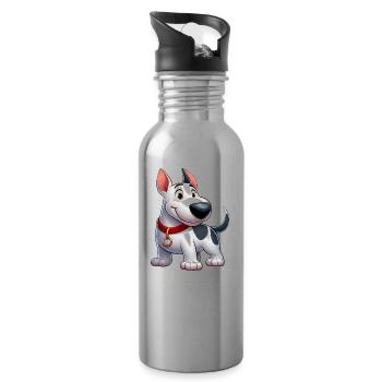bull terrier 4 - Gourde avec paille intégrée - argent clair - Droite
