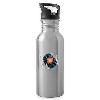 Weißspitzenhochseehaie Hawaiianisch Polynesisch - Trinkflasche mit integriertem Trinkhalm - Lightsilver - Rechts