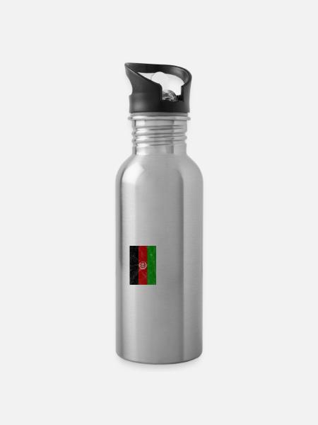 Afghanistan - Water bottle with straw - silver