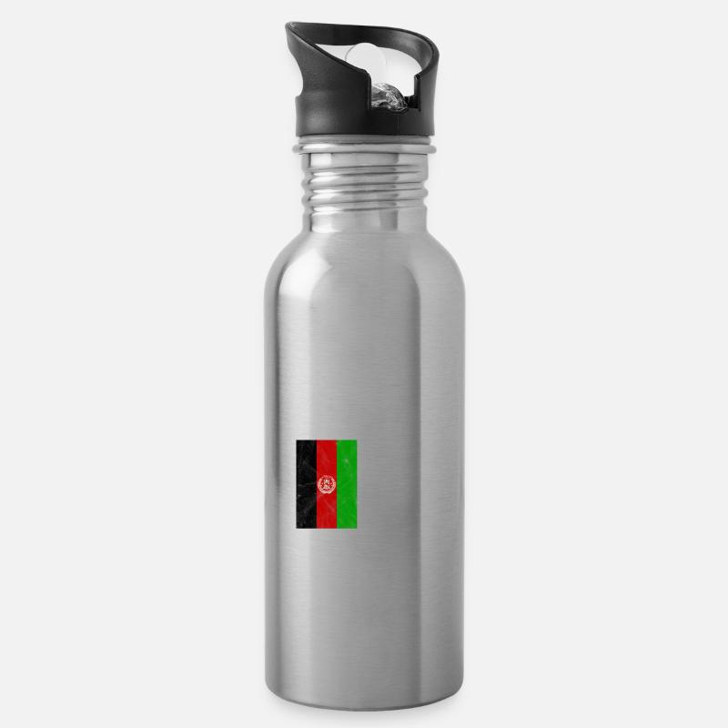 Afghanistan - Water bottle with straw - silver